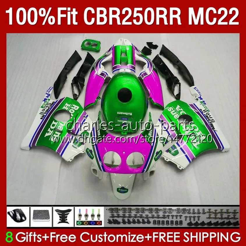 Injection Body For HONDA CBR250 CBR 250RR 250 RR CC 131No.189 CBR250RR Rothmans Green MC22 90 91 92 93 94 95 96 97 98 99 250CC 1990 1991 1992 1993 1996 1997 1998 1999 Fairing