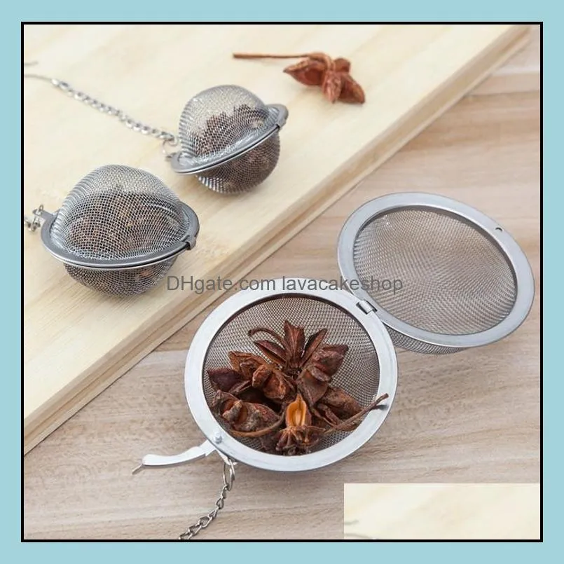 100PCS Teaware Stainless Steel Mesh Tea Ball Infuser Strainer Sphere Locking Spice Tea-Filter Filtration Herbal Cup Drink Tools