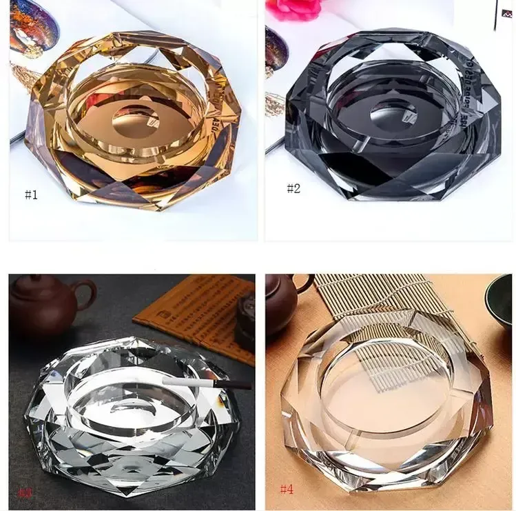 Crystal Glass Octagonal Asbak Creatieve Persoonlijkheid 5 soorten kleur Mode Exquisite Craft Home Decoration Asbak BES121
