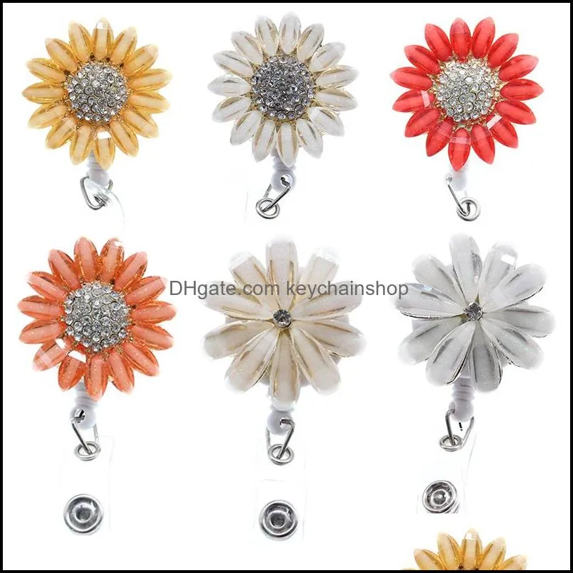 Rsinal Retractable Key Ring Jewelry With Rhinestone Crystal Retractable