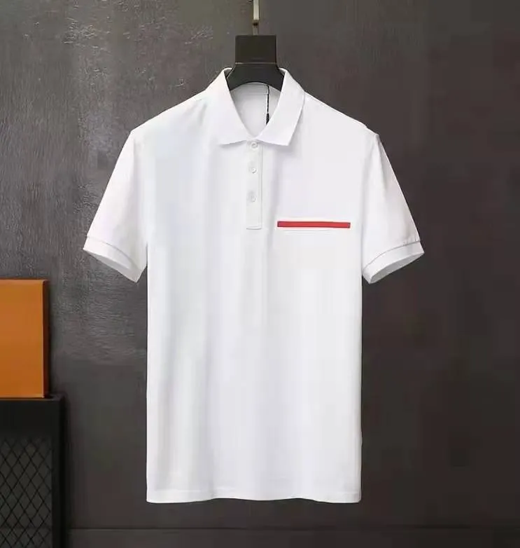 Mode polo man mens polos stora och höga poloshirt topp tee kort ärm t-shirts designer lösa tees casual svart vit t shirt luxe plain t