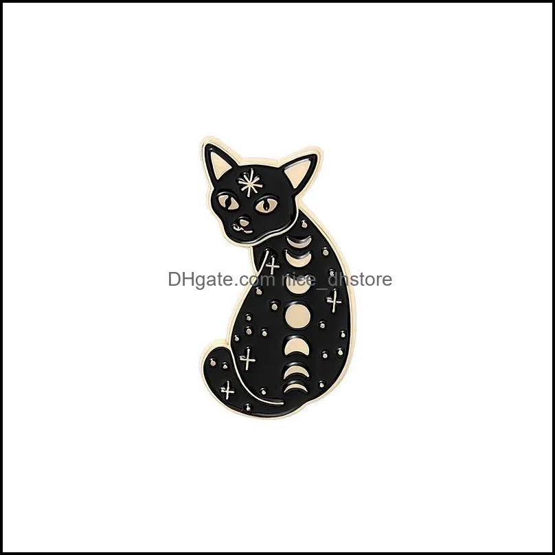 moon black cat enamel brooches pin for women fashion dress coat shirt demin metal brooch pins badges promotion gift 2021 new design