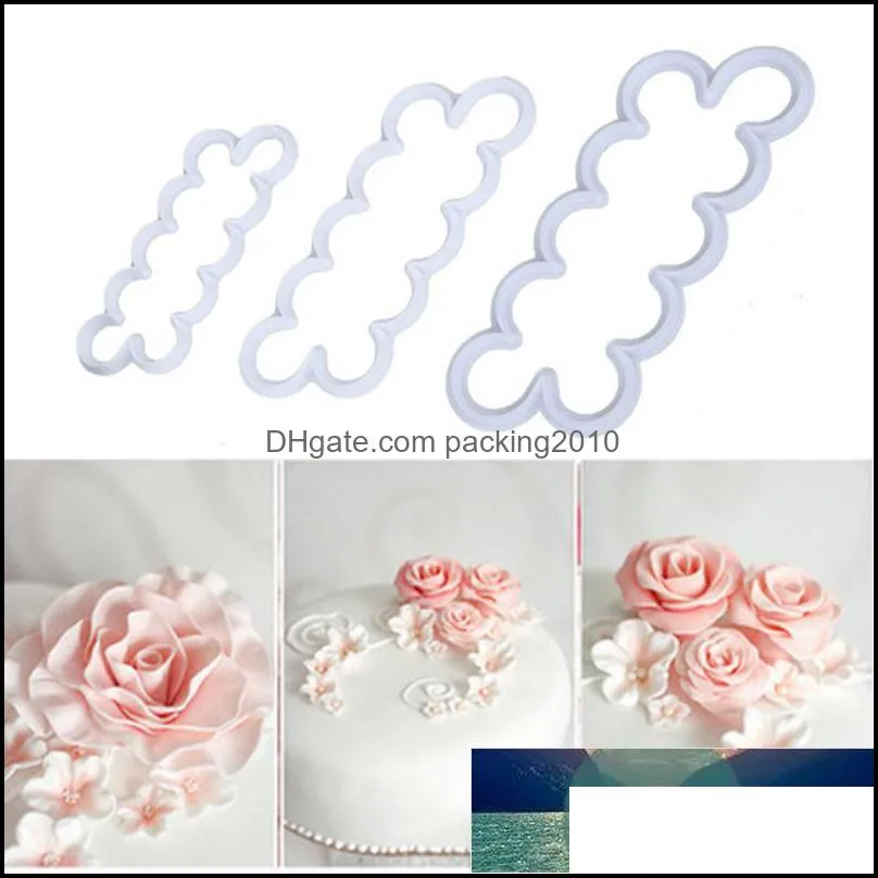 3Pcs Rose Petal Flowers Cutter Cake Fondant Cutter Decorating Mold Sugar Baking Mold Kitchen Tool Baking Accessories Pastry Tool