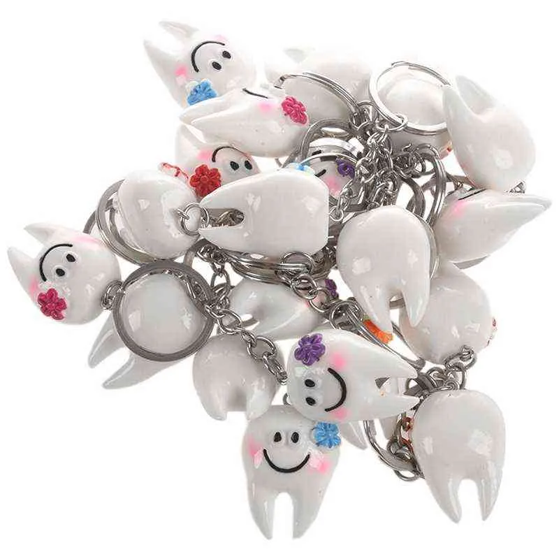 20 pcs Keychain Key Ring Hang Tooth Shape Cute Dental Gift AA220318