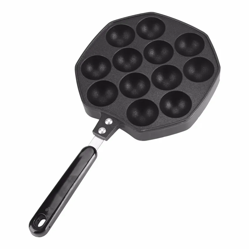 12 Cavities Aluminum Alloy Takoyaki Pan Takoyaki Maker Octopus Small Balls Baking Forms Mold Pan Home Cooking Tools T200111