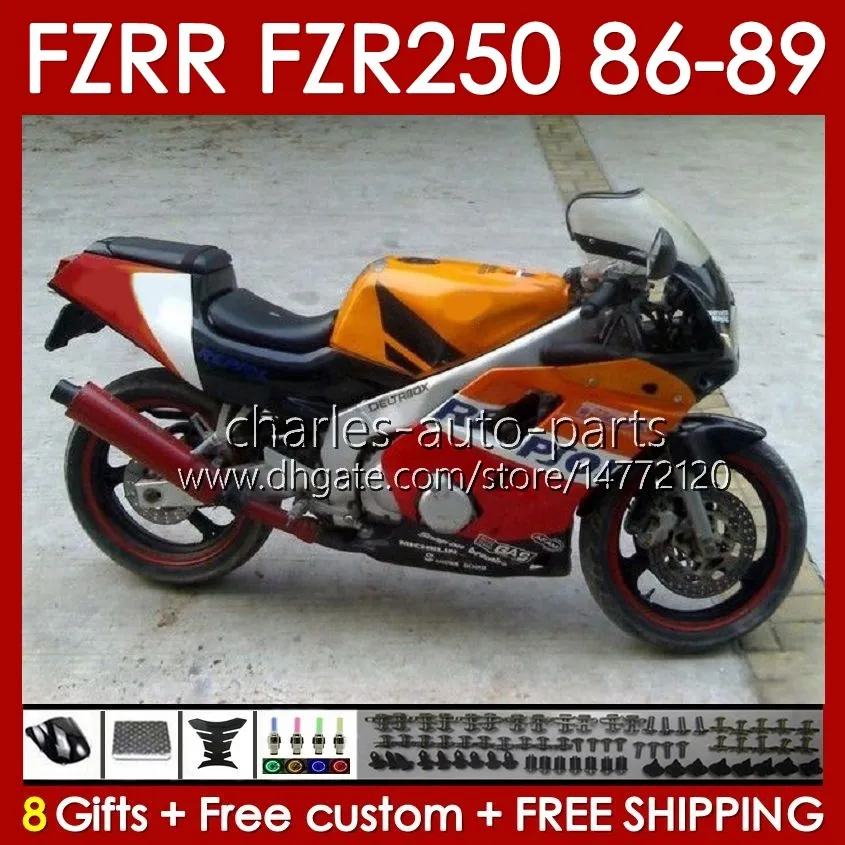 هيكل السيارة لـ Yamaha FZR250R FZRR FZR 250R 250RR ORANGE RESPOL FZR 250 86-89 BODY FZR-250 142NO.4 FZR-25