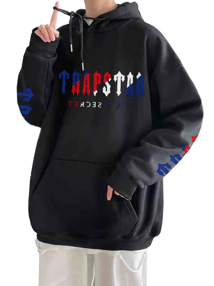 Trapstar It jest tajny bluza z kapturem z kapturem z kapturem na bluzę z kapturem Czerwony Blue Streetwear Hip Hop Bluza jesienna harajuku unisex ubrania marki