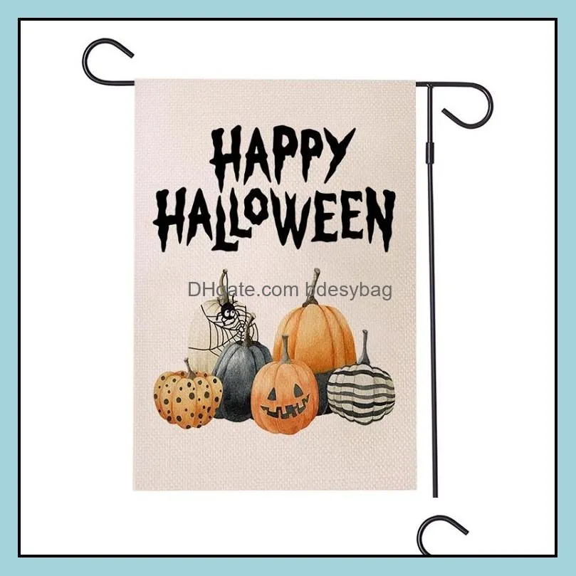 47*32cm halloween garden flag printing pumpkin flags linen terror banner flags european and american decoration t2i52303