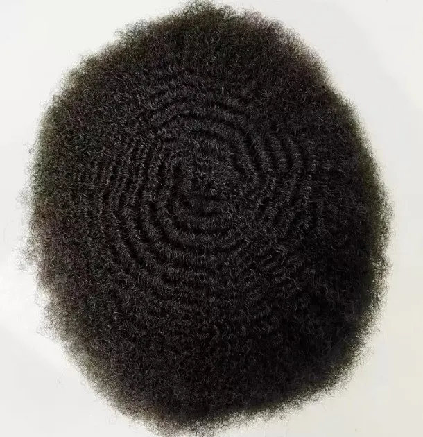 6 мм Afro Wave Human Hair Full Curace Toupee для баскет -баскетбольных поклонников индийские девственные парикмахеры быстрые экспресс -доставки