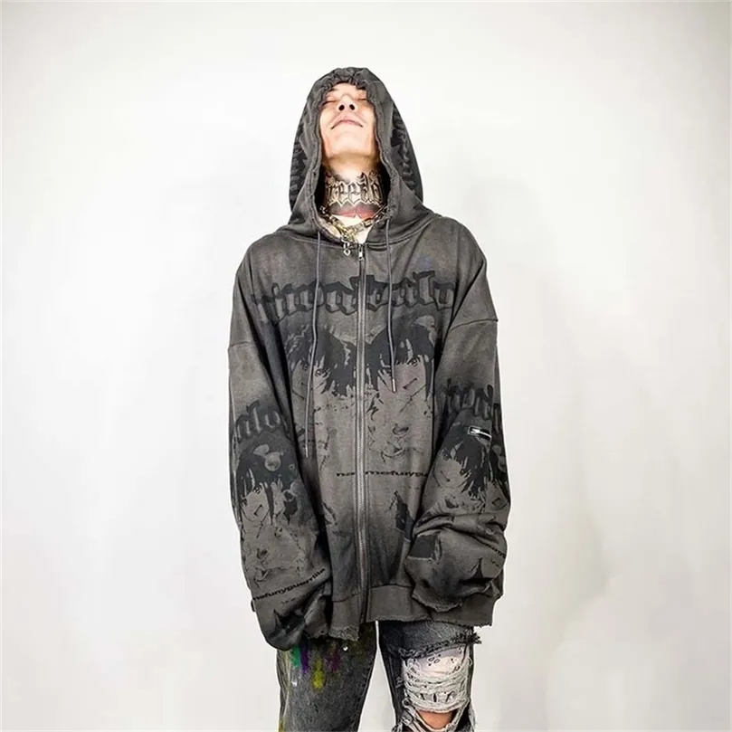 Неосмысленная мультипликация Harajuku Hoodie Zip Swatshirts Hip Hop Streetwear Осень. Слух.