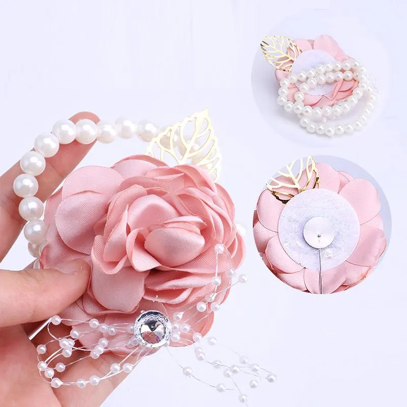 Decorative Flowers & Wreaths Stock Pearl Corsage Bride Bridesmaid Sister Group Wrist Flower Boutoniere Wedding Supplies Children Dance Hand