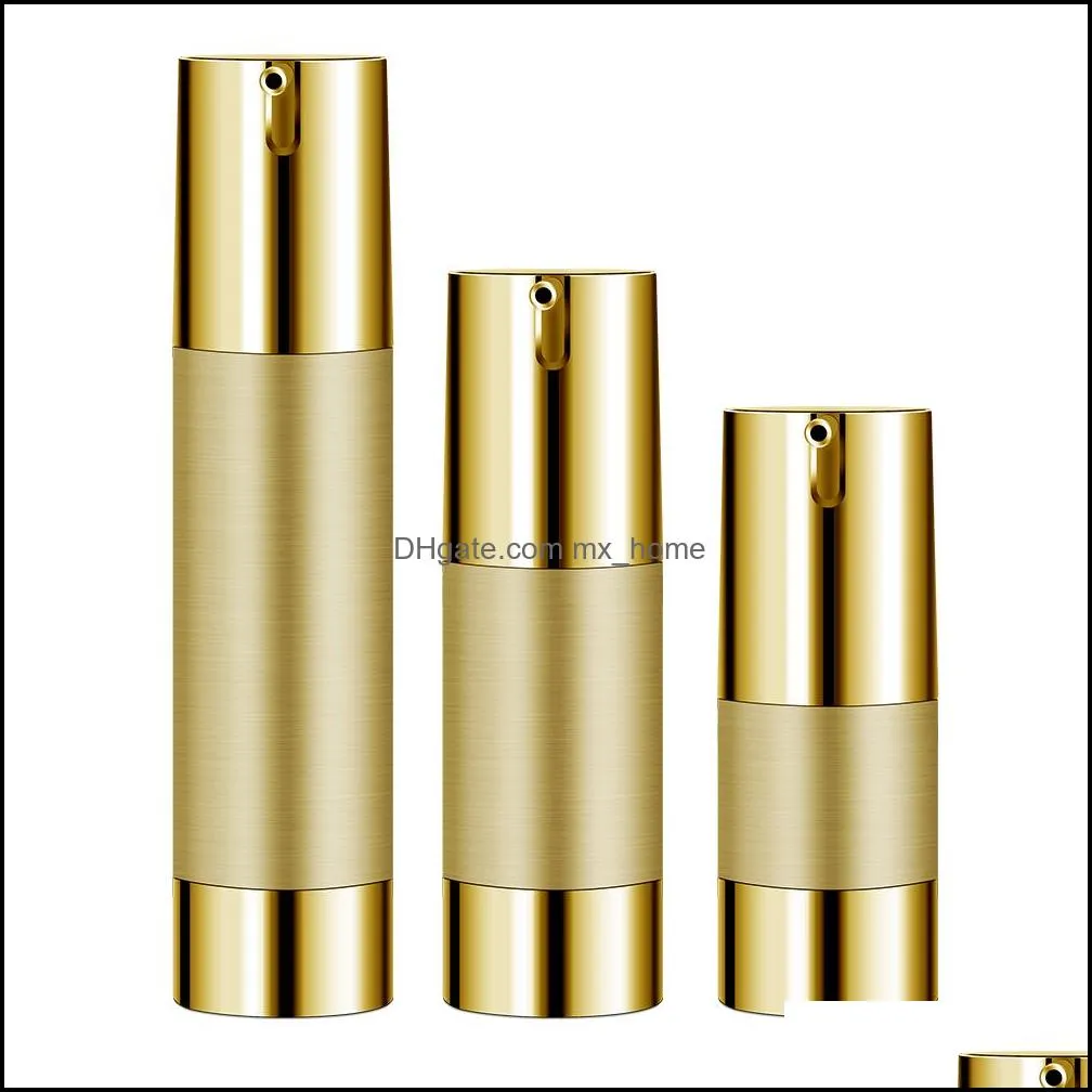 15ml 30ml 50ml Gold/silver Empty Cosmetic Airless Bottle Portable Refillable Pump Dispenser Bottles For Travel Lotion