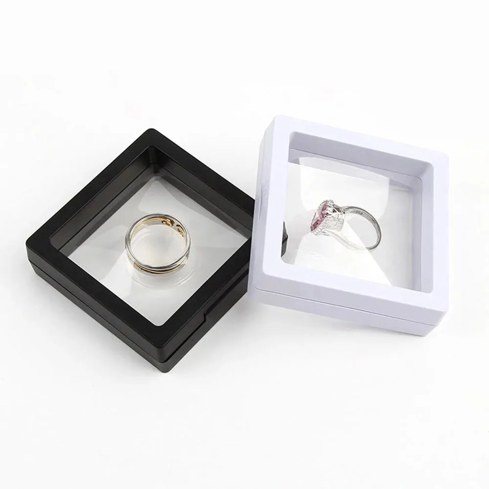 Caixa de armazenamento de jóias de filmes PE Caixa de embalagem 3D Gemstone Stand Free Flora Flutuante Brincos de Ring Brincos Display de Colar