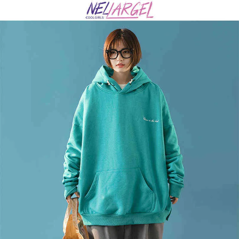 Nellargel Vrouwen Y2k Solid 6 Kleuren Harajuku Hooded Sweaters 2022 Vrouwelijke Vintage Koreaanse Mode Sweatshirts Meisje Oversized Hoodie T220726