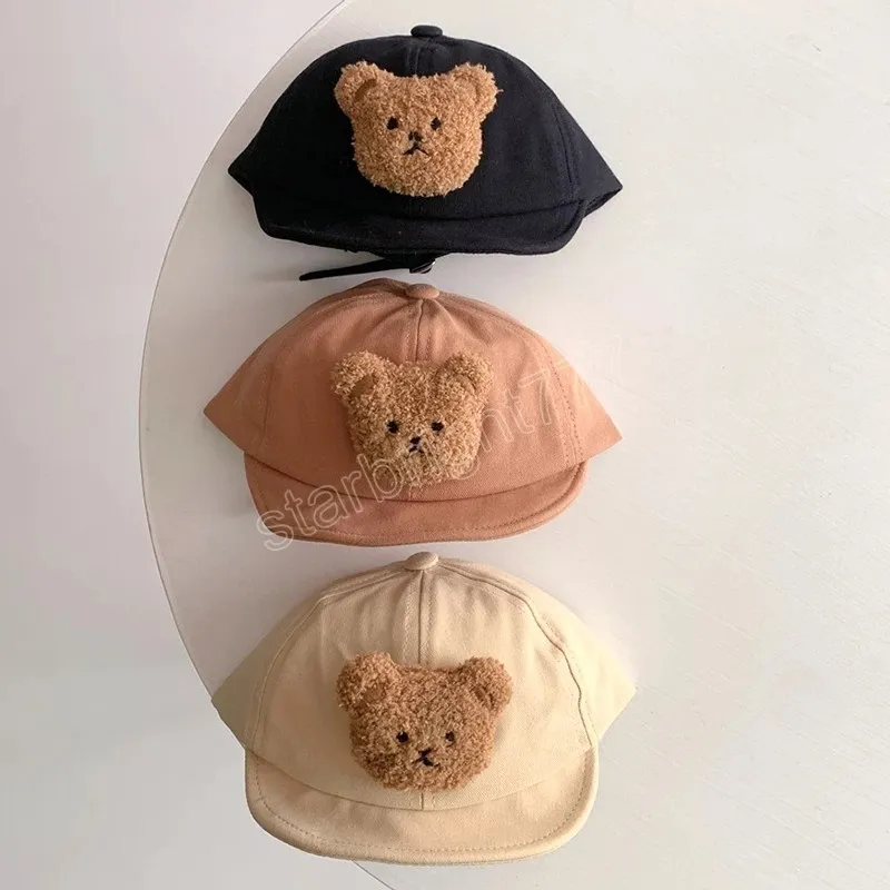 Bébé printemps été dessin animé ours poupée chapeaux nouveau-né coton bord doux réglable chapeau ombre casquette nourrissons garçon et filles Baseball chapeaux