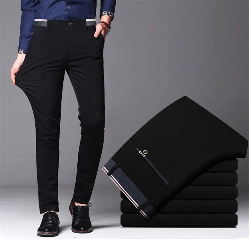 Mens Spring Autumn Fashion Business Casual Long Pants Suit Pants Mane Elastic Straight Formal Trousers Plus Big Size 2840 220705