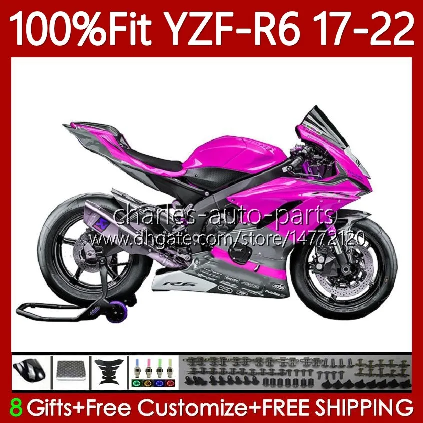 Injection Fairings For YAMAHA YZF600 Grey Pink YZF R6 R 6 600 CC YZFR6 17 18 19 2020 2021 2022 Body 119No.207 YZF R6 2017 2022 YZF 600 2017 2018 2019 20 21 22 OEM Bodywork From Charles Auto Parts 424....