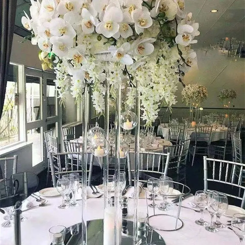 Wholesale Acrylic Flower Vase Clear Flower Vase Table Centerpiece Marriage Luxury Floral Stand Columns For Wedding Decoration 201201