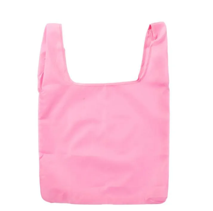 2021 Friendly Storage Handbag Foldable Usable Shopping Bags Polyester Reusable Portable Grocery Nylon Large Bag Pure Color