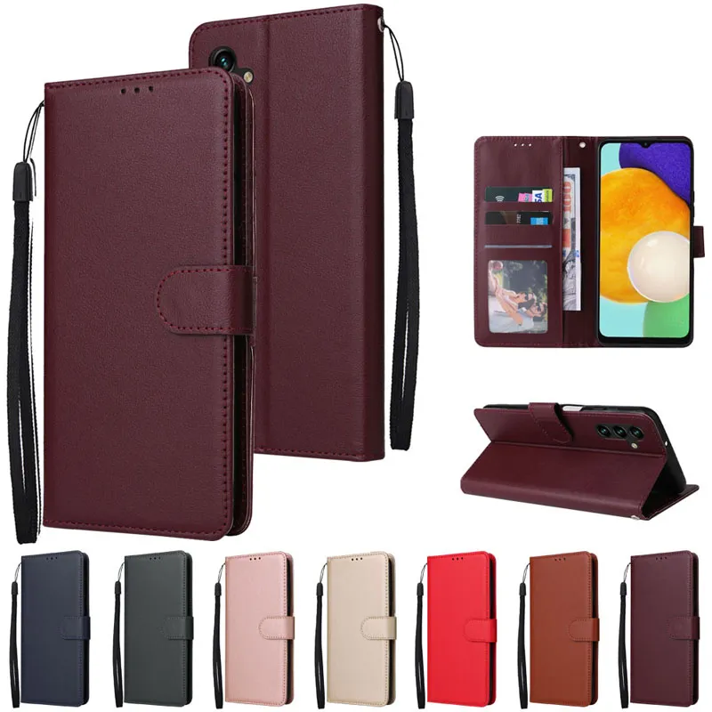 HS PU Leather Wallet Cases PhotoFrame Card Slot TPU Cover For Samsung A13 A23 A33 A53 A73 A03S A03 OPPO Find X5 Pro Lite A55 A93 5G A16 A16S A54S Realme 9 C12 C15 C17 A36 A76