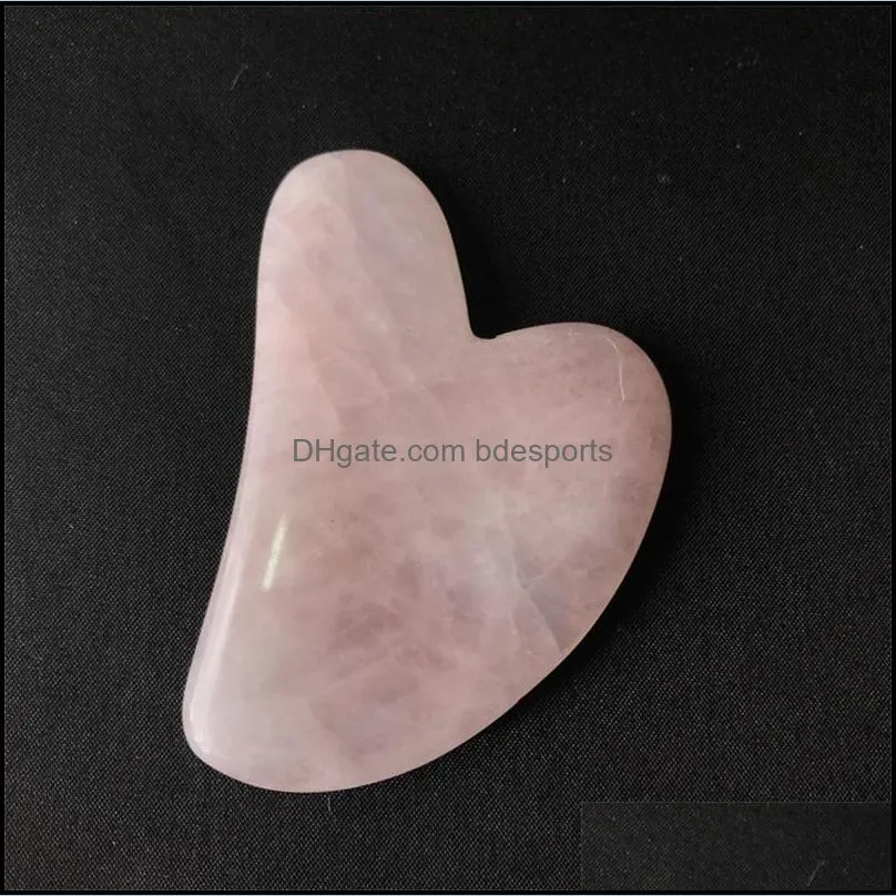 Rose Quartz Jade Guasha Board Natural Stone Chinese Style Products Scraper Tools For Face Neck Back Body Acupuncture Pressure Therapy 870