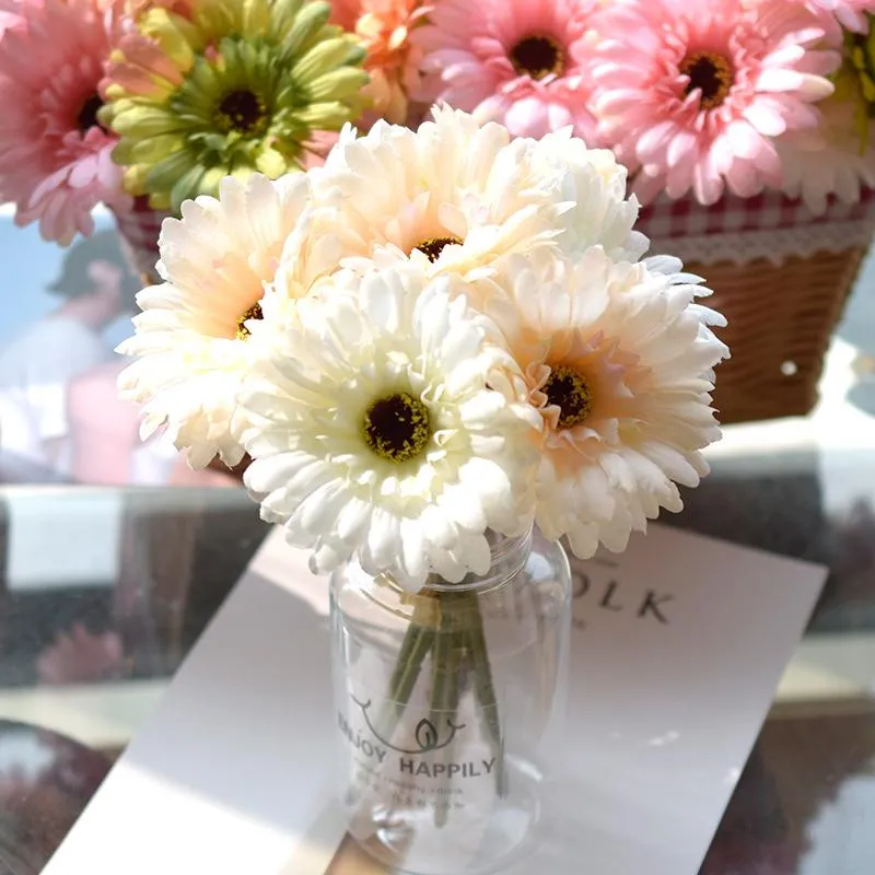 Dekorativa blommor kransar cm konstgjord filigran gerbera diy blommor korg bukett hem trädgård dekoration bröllop julfestival del