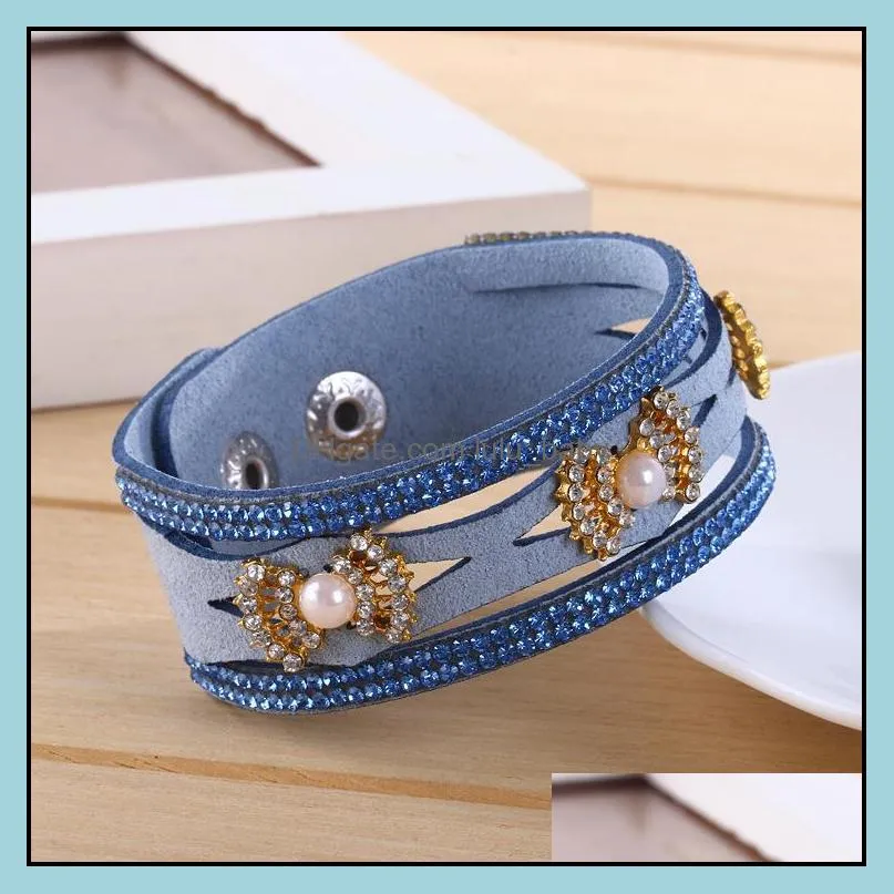 charms bracelets unisex jewelry double bangles brown fashion leather cuff bracelet