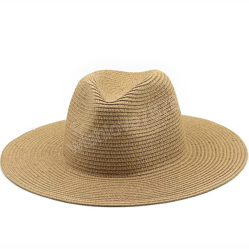 Simple Big Brim 10cm Summer Straw Sun Hat for Women Men Casual Western Beach Panama Sun Protection Hats Gorros