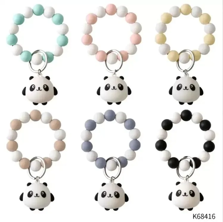 UPS Bande Dessinée Silicone Perles Bracelets Doigt Jouets Porte-clés Spot Couleurs Bracelets Décoration Porte-clés Pour Sac À Bandoulière