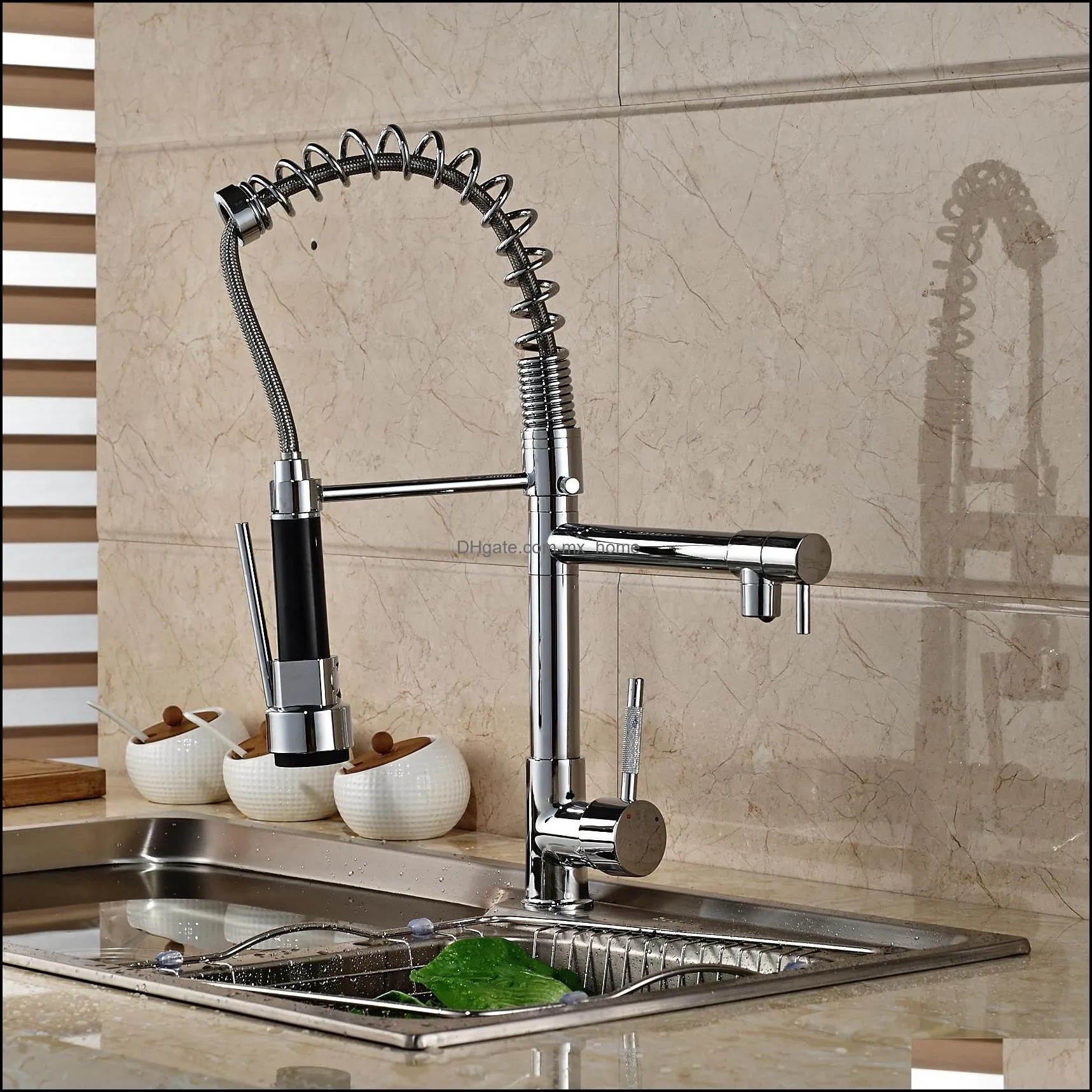 Hot Sale Luxury Chrome Brass Bathroom Basin Faucet Vanity Sink Mixer Tap Dual Sprayer Single Handle