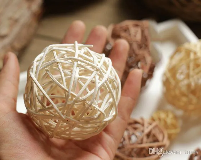 Handmade Rattan Wicker Ball Rustic Spheres Balls for Christmas Wedding Home Party DIY Decor Child Pet Toys Table Vase Filler