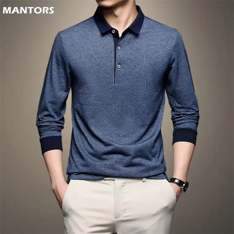 Camicia da uomo Polo Tshirt Uomo Moda coreana Abbigliamento Maschile Manica lunga Casual Fit Slim Uomo Colletto con bottoni Top 220804