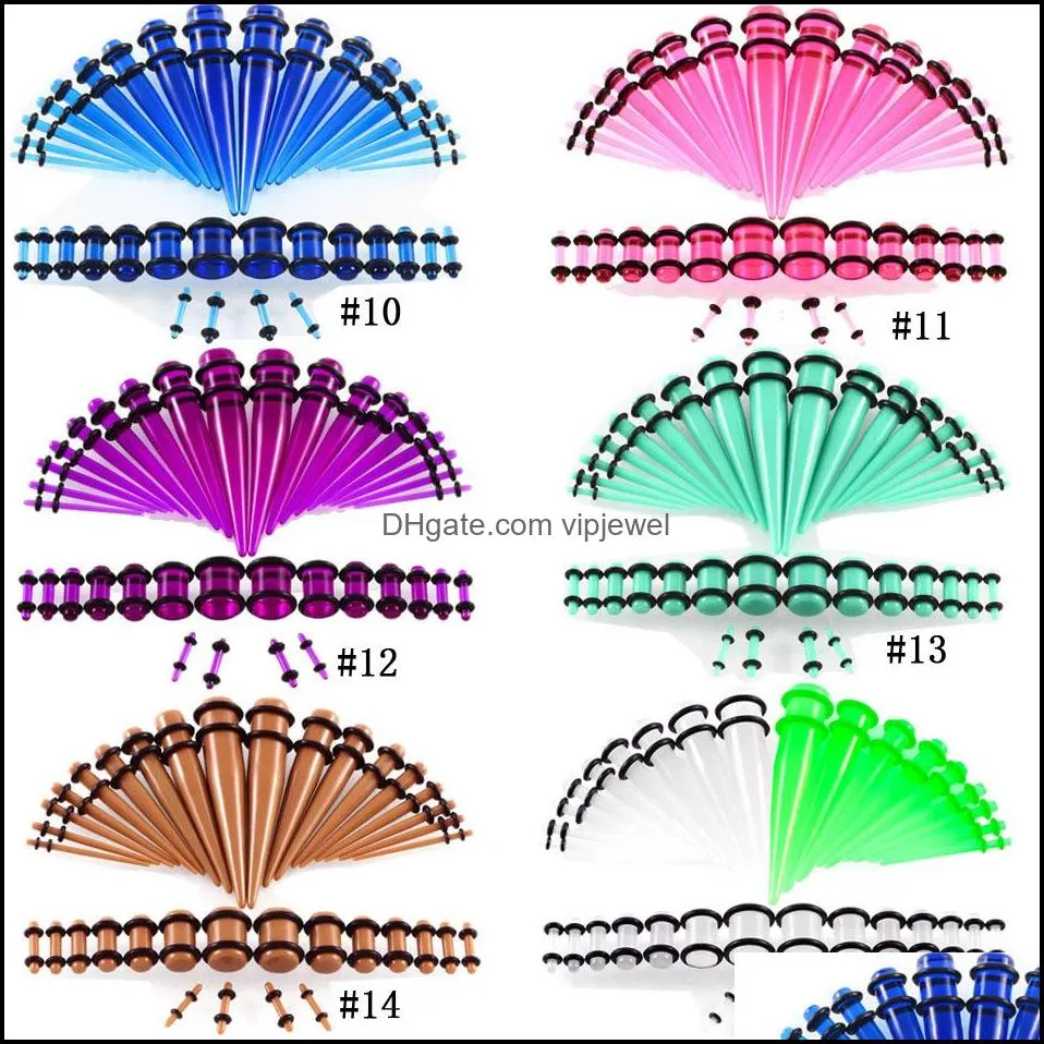 36pcs/lot Acrylic Ear Gauge Taper and Plug Stretching Kits Mixed Color Ear Flesh Tunnels Expansion Body Piercing Jewelry Gift