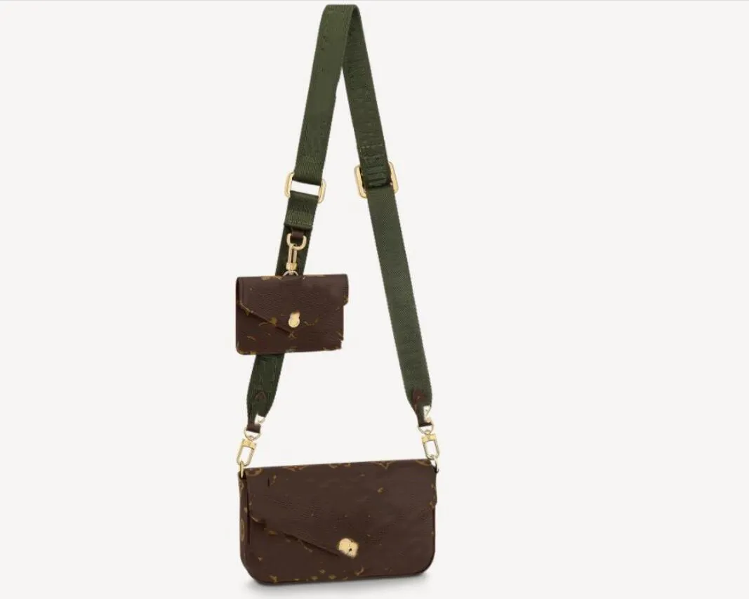 3A lyxväska favorit multitillbehör 3 st/set kvinnor Crossbody Purse Messenger-väskor Handväskor Blommor axel dam Läder med låda 17 x 9,6 x 3,5 cm M80091