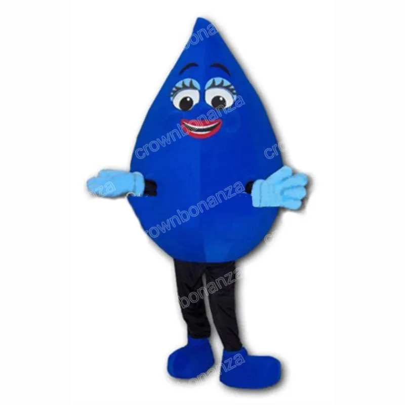 Halloween Blue Water Drop Mascot Costumes Högkvalitativ tecknad karaktärsdräkt Suit Xmas Outdoor Party Outfit Adult Size PROMOTION REDITION TREDAGES