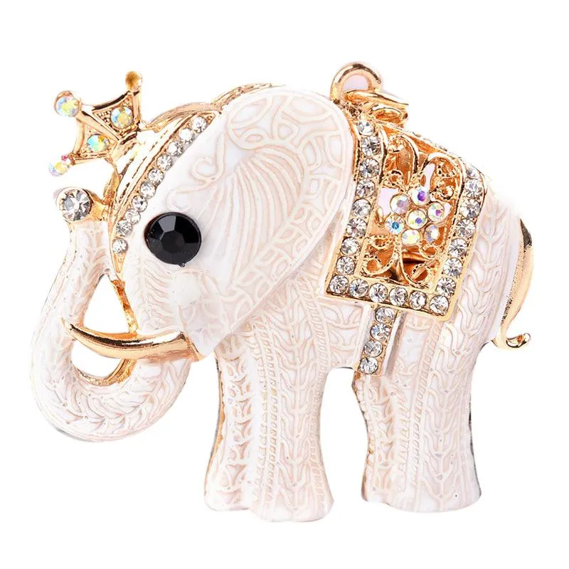 Keychains de moda colgante colgante de elefante blanca aleación de automóvil anillo llave dama creativa de regalo