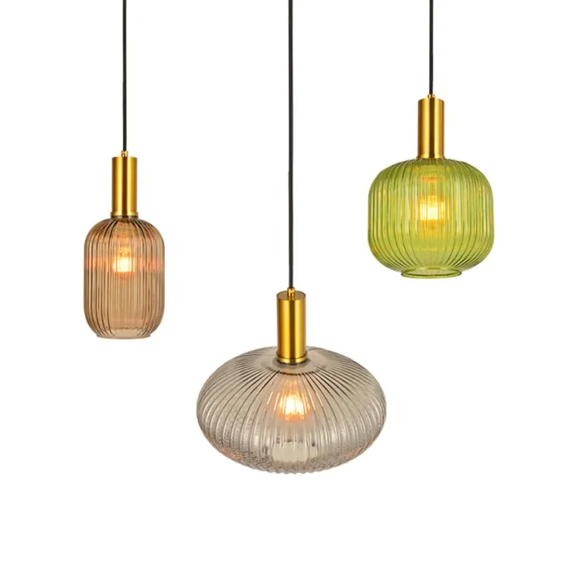 Pendant Lamps Nordic Restaurant Lights Gray/green/Cognac Glass Modern Hanging Lamp Bedroom Living Room Kitchen Suspension LuminairePendant