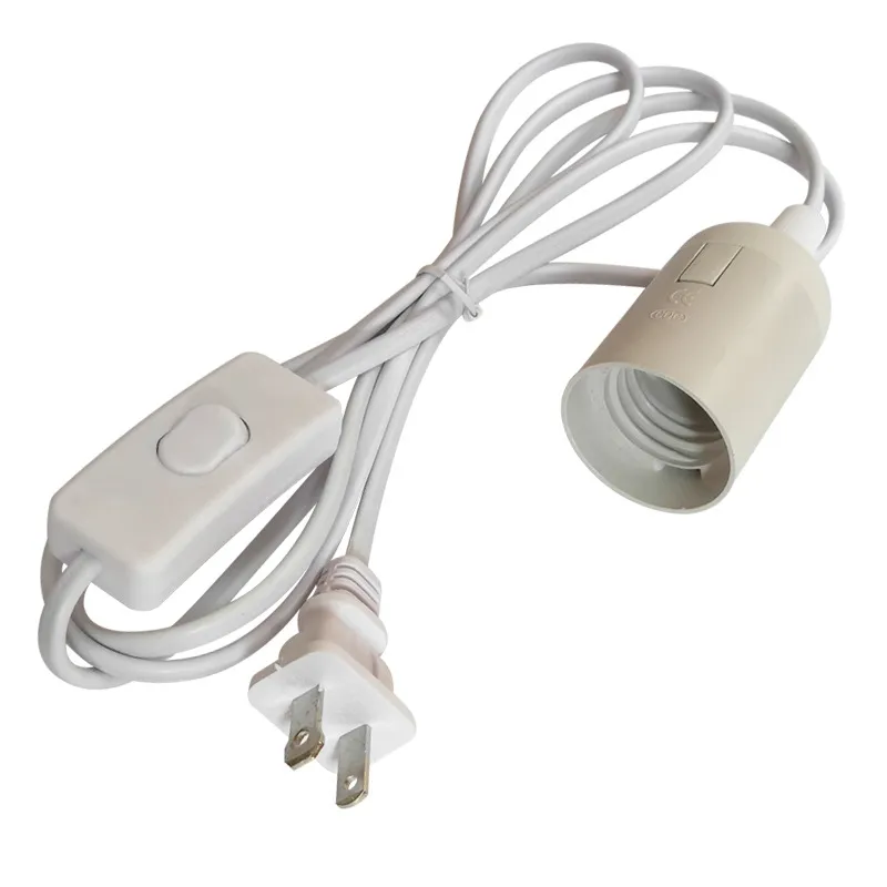 1.8M Cordon D'alimentation Câble E27 Bases D'éclairage Intérieur US / EU Plug Avec Fil De Commutation Pour Lustre Porte-Ampoule Lampes 85-265V Prise De Lumière Suspendue