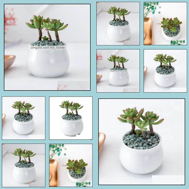 dhl white ceramic small succulent flowerpot mini table plant pot culture flower pot home decoration bonsai pots for green plants