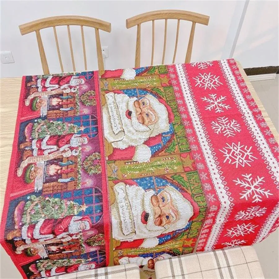 Julbordslöpare 33 * 180cm / 13 * 71 tum Polyester Bomull Tyg Matbord Bröllopsfest Snö Man Elk Floral Soft Dukduk Decorati