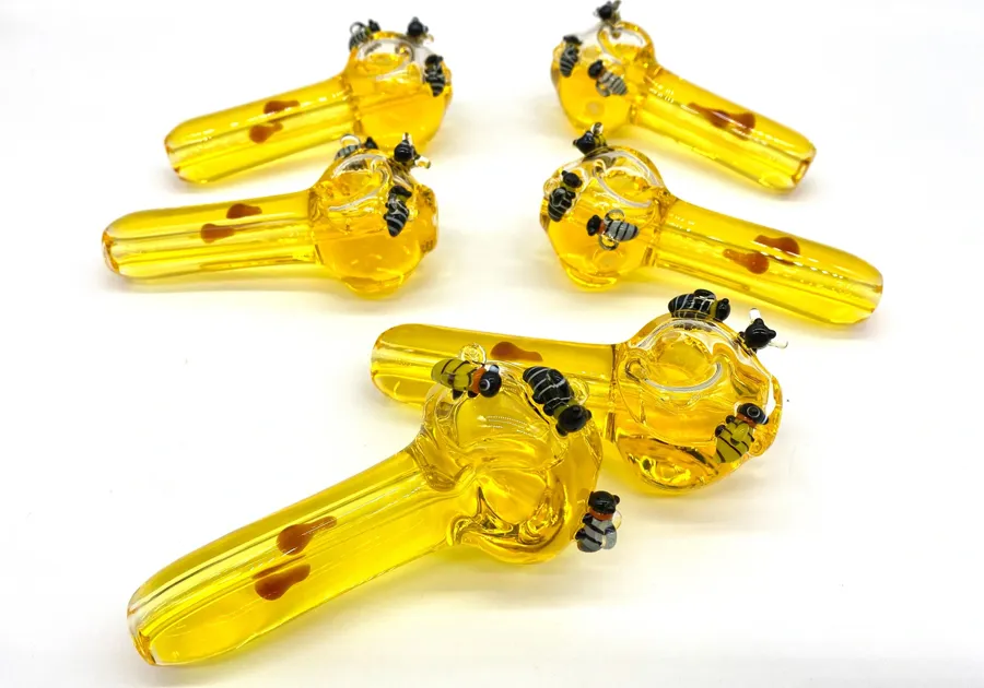 Винтаж Pulsar New Freezable Glycerin 4 дюйма пчелковой стеклянной трубы Chokah Bong Water Bubbler может положить логотип клиента