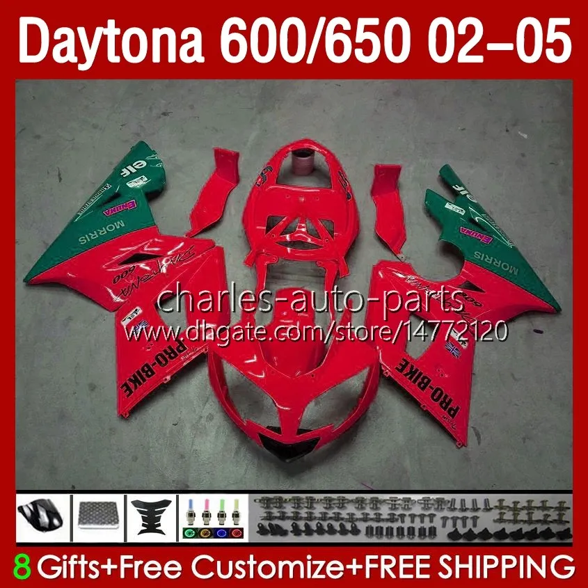 Kit carrozzeria per Daytona 650 600 CC 2002 2003 2004 2005 Corpo 132No.98 Carenatura Daytona650 02-05 Rosso verde Daytona600 Daytona 600 02 03 04 05 Carenatura moto ABS