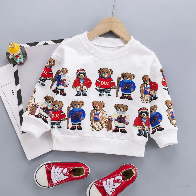 Abbigliamento per ragazzi Felpe in cotone per l'autunno inverno Top Felpe con cappuccio per bambini Camicie stampate per bambini Maglioni sportivi Ragazzi Ragazza 0-5 anni