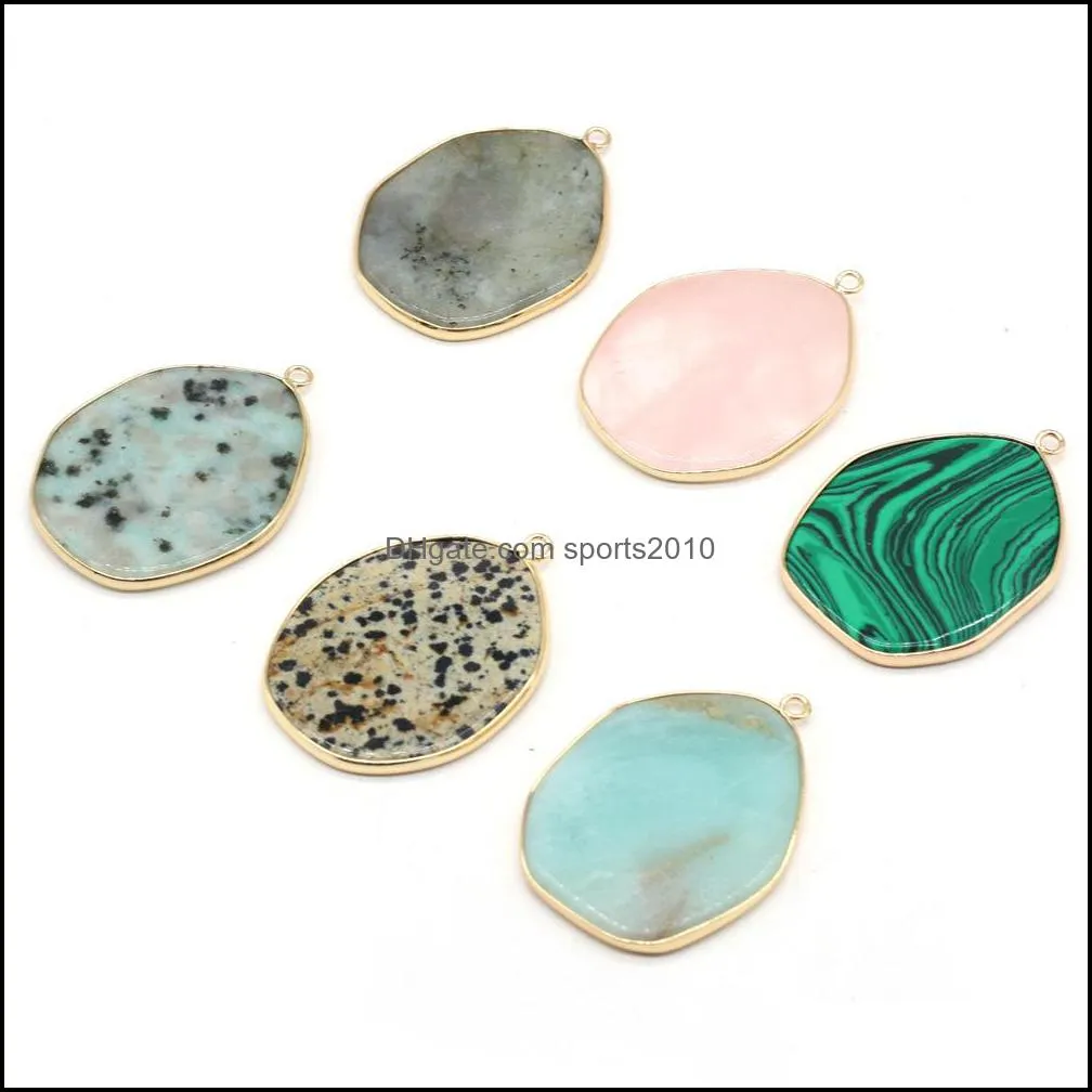 irregular healing labradorite amazonite turquoise stone charms rose quartz crystal pendant diy necklace women fashion jewelry finding sports2010