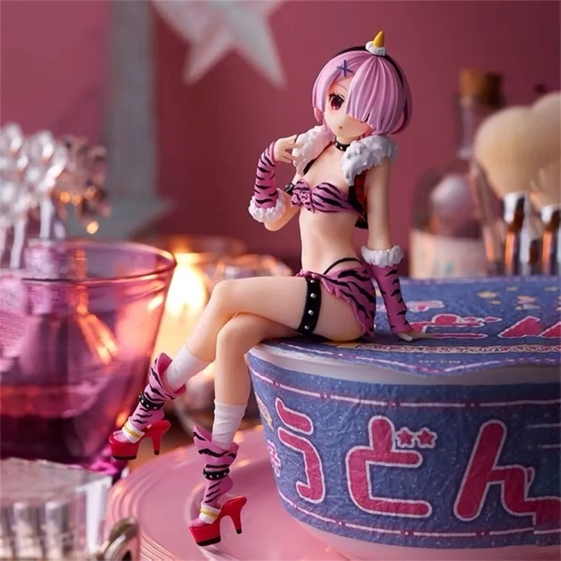Anime Re: vida em um mundo diferente de zero REM RAM Kimono Girl Girl Figura Brinquedo Coleção Modelo Brinquedos Presente Boneca com Caixa 220329