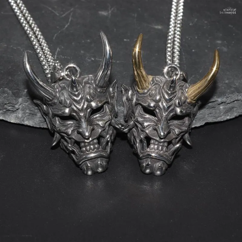 Pendentif Colliers Gothique Diable Masque Collier Pour Hommes En Acier Inoxydable Chaîne Rétro Tendance Bijoux Elle22