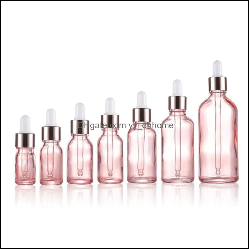 Rose Gold Glass Essential Oil Perfume Bottles Liquid Reagent Pipette Bottles Eye Droppers Aromatherapy bottle with Rose Gold Cap
