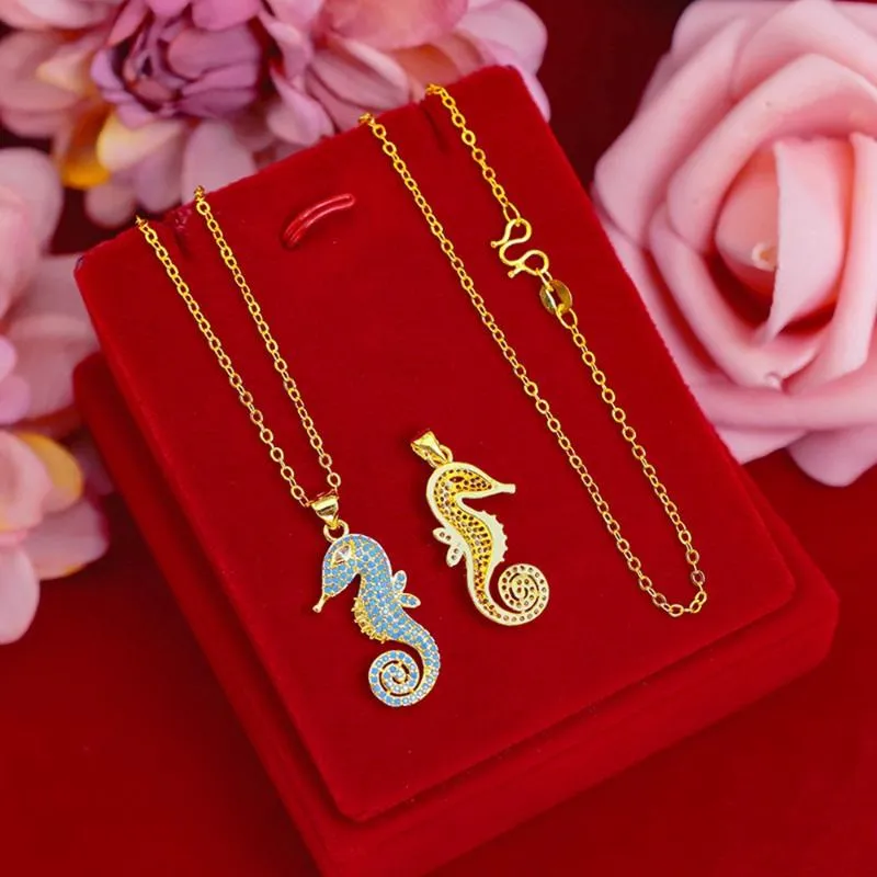 Pendant Necklaces Tiny Cubic Zircon Inlaid Chain For Women Girl 18k Yellow Gold Filled Vintage Women's Animal Necklace GiftPendant