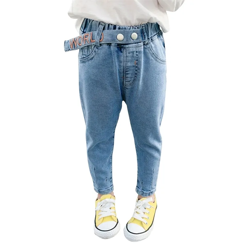 Jeans Girl Letter Borduurwerk Baby Girl Jeans Kids Casual Style Kid jeans Teuter kinderkleding 210412