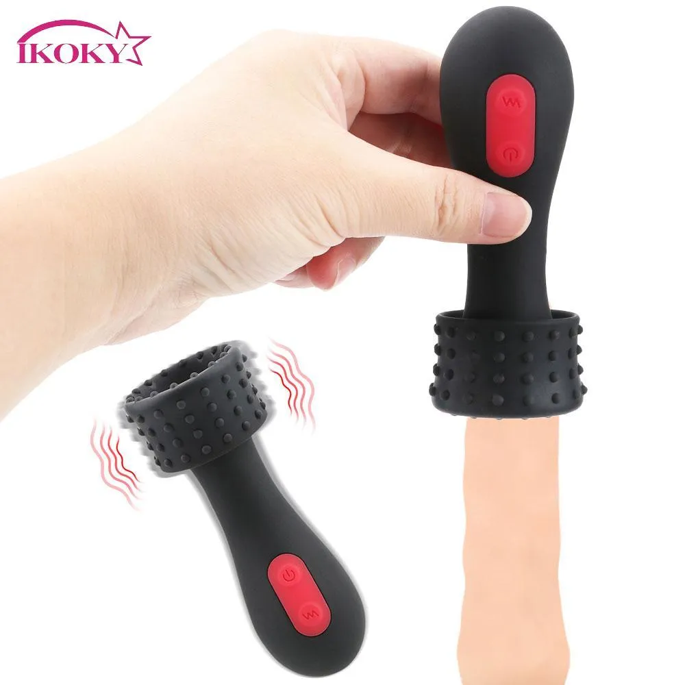 IKOKY vibrateur de pénis jouet sexy pour hommes 9 vitesses retard entraîneur durable masturbateurs masculins stimulateur de gland tasse vaginale masseur